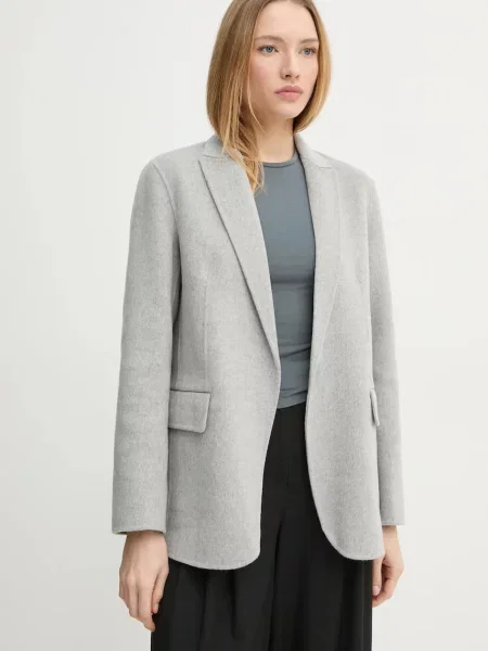 Theory geaca de lana desfacut melanj gri