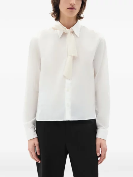 Риза Ann Demeulemeester връзки бяло