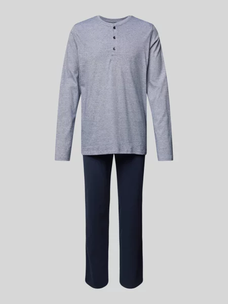 Schiesser Piżama Casual Essentials blau biała