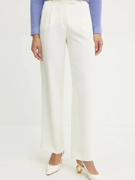 Luisa Spagnoli pantaloni femei drept high waist bej