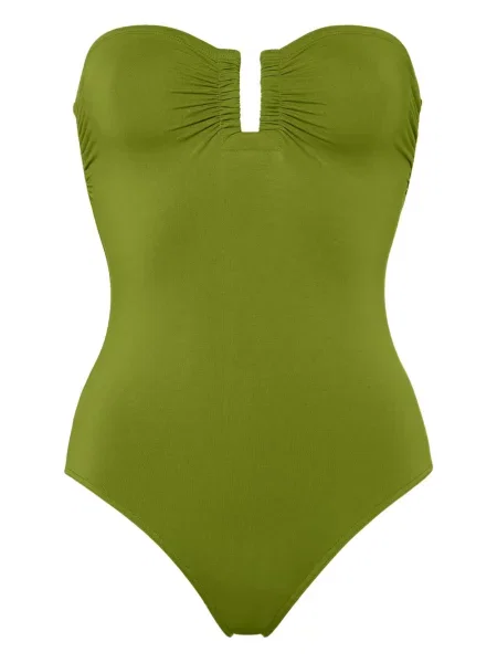 Strój kąpielowy Eres z falbankami bez ramiączek zielony