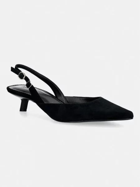HUGO pantofi cu stiletto cu călcâiul deschis din piele întoarsă Seleny negru