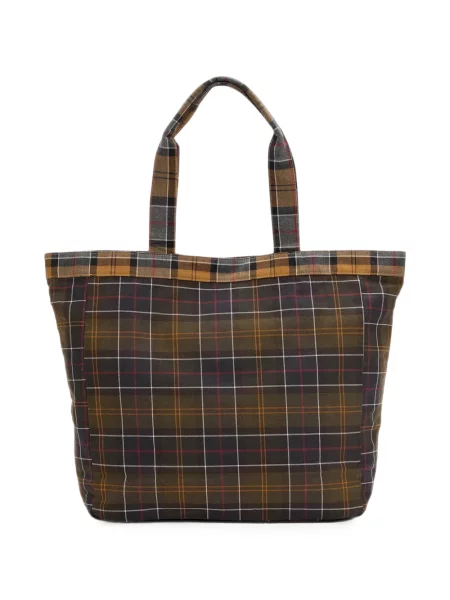 Καρό τσάντα shopper Barbour καφέ