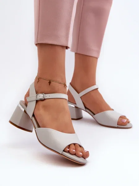 Usnjene sandali Sergio Leone z nizko peto siva