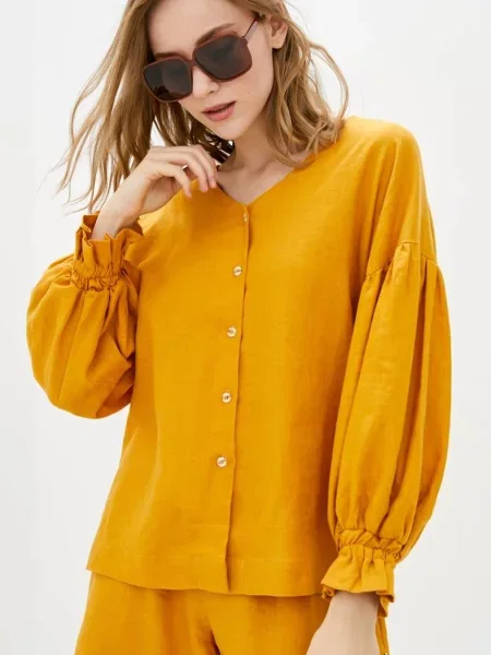 Однотонная женская блузка жовта