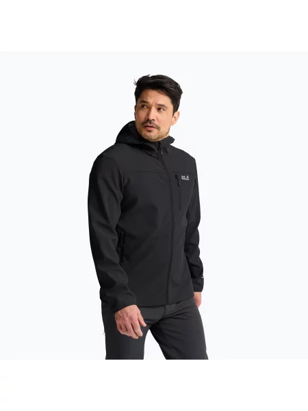 Geacă rezistentă la vânt pentru bărbați Jack Wolfskin Wild Winds Hooded black negru