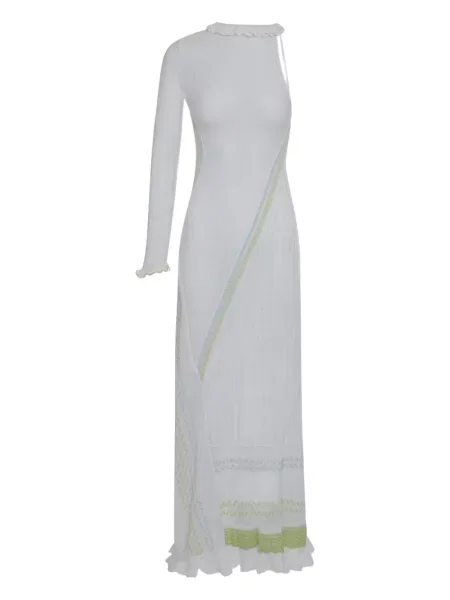 Rochie maxi Roberta Einer cu un umăr gol de costum alb