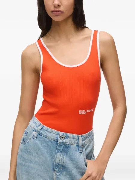 Rebrasti top Karl Lagerfeld Jeans narančasta