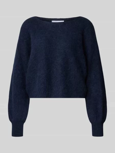 Sweter z dzianiny z mieszanki wełny z alpaki z dodatkiem wełny model ‘FARADAY’ Marella granatowy