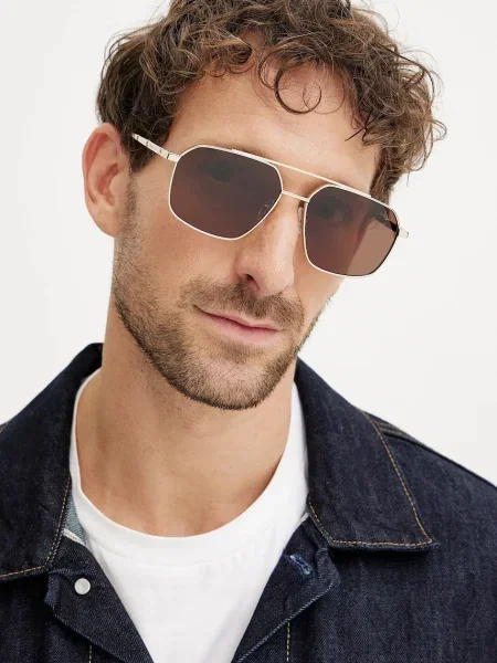 Alexander McQueen ochelari de soare barbati auriu
