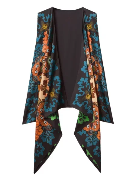 Kamizelka La Doublej w kwiatki z nadrukiem niebieska