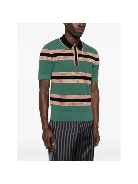Koszulka polo Dries Van Noten w paski zielona
