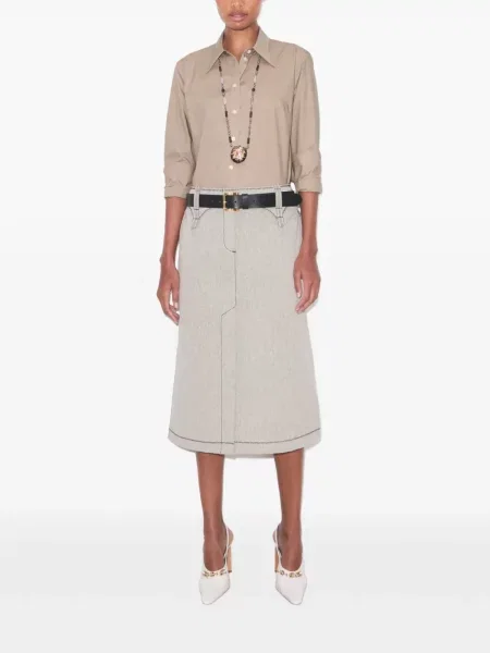 Fustă Tory Burch din canvas gri
