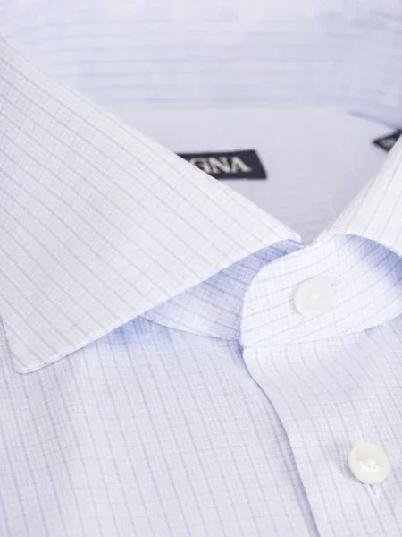 Lung cămașă Zegna în carouri alb