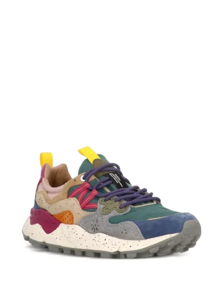 Sneakerși Flower Mountain din piele cu model floral albastru