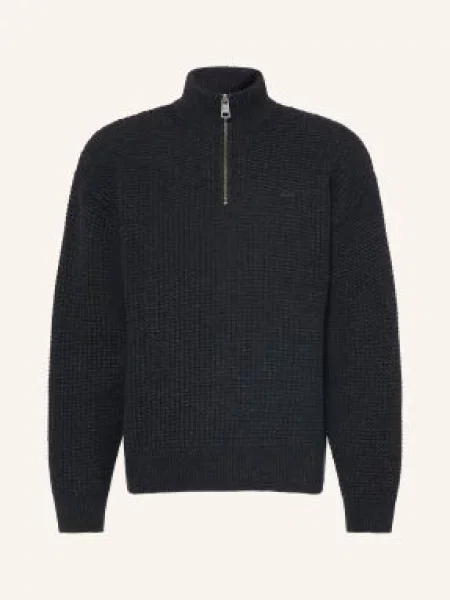 Lacoste Sweter Typu Troyer grau czarny