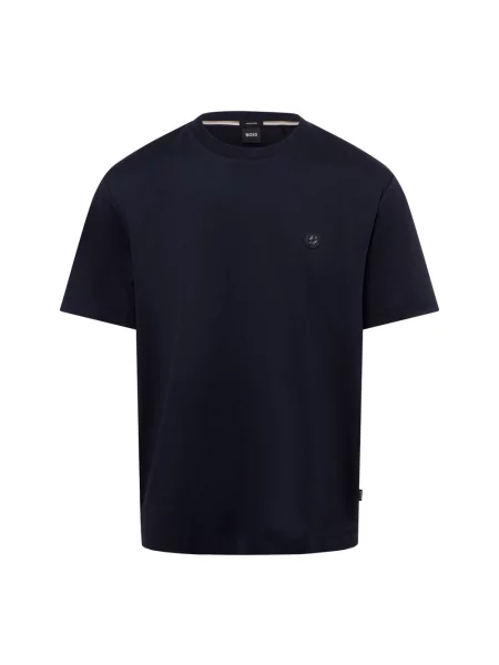 Boss Black Koszulki Mężczyzna Miękki T-shirt z monogramem niebieski