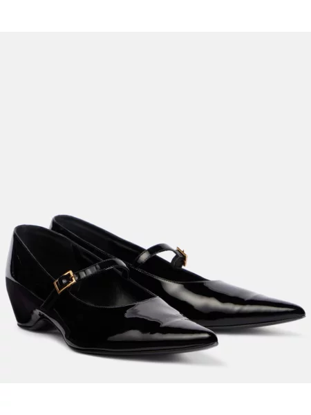 Pantofi cu toc Khaite din piele de lac negru