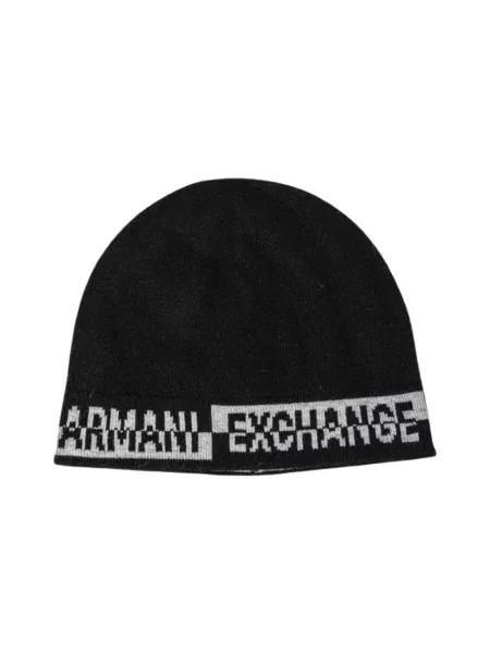 Szal Armani Exchange wełniana z logo czarna
