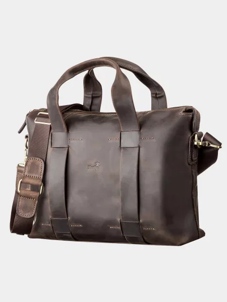 Кожаная сумка для ноутбука Shvigel коричневая