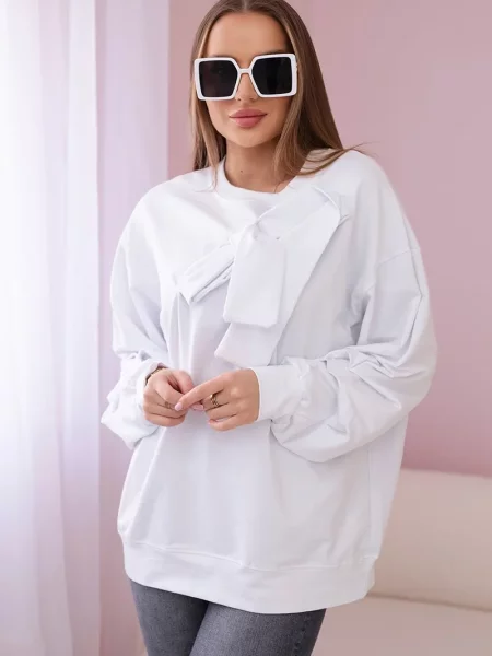 Bluza Kesi z kokardką biała
