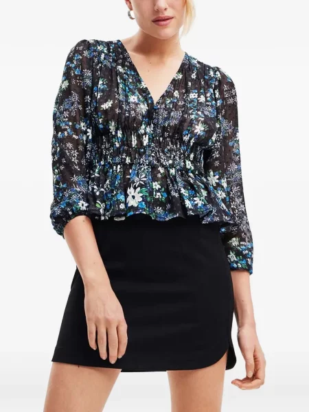 Bluză Desigual cu model floral negru
