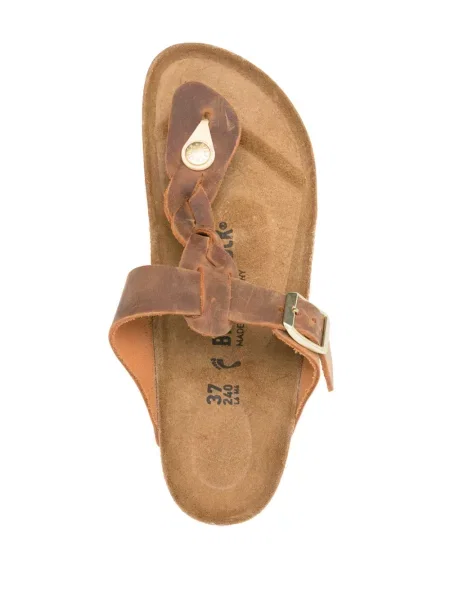 Papuci Birkenstock din piele de căprioară țesuți maro