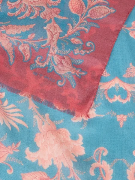 Fular Etro cu model floral albastru