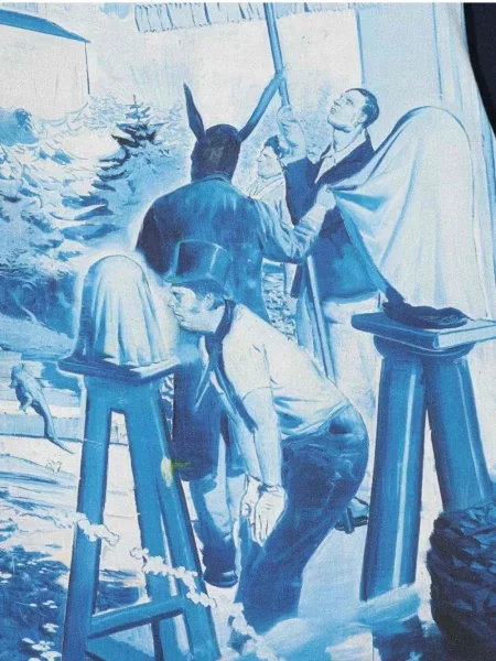 Tricou Undercover cu imagine scurt albastru