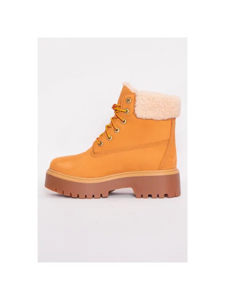 Botki Timberland skórzane na platformie w miejskim stylu żółte