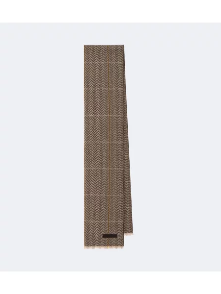 Fular Zegna din cașmir cu model herringbone maro