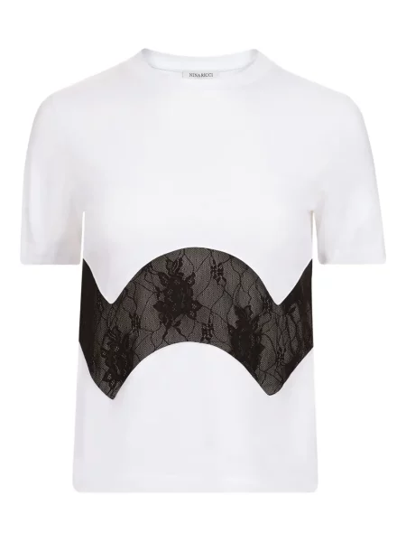 Tricou Nina Ricci din dantelă alb