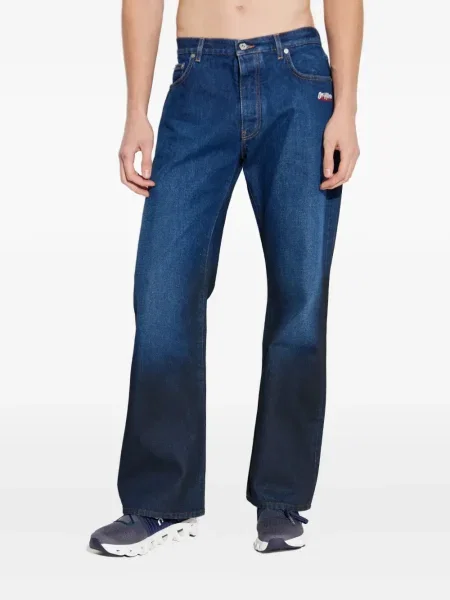 Blugi Off-white cu broderie alb
