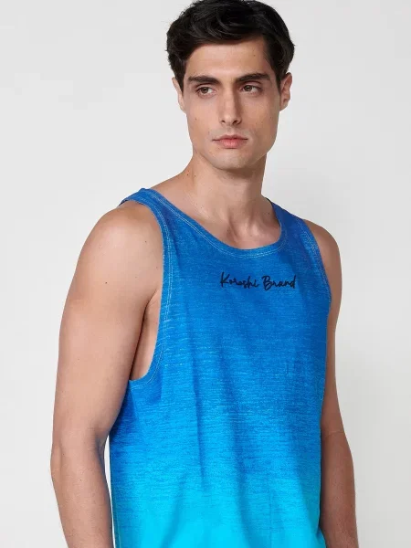 KOROSHI Tricou azur / albastru amestec negru