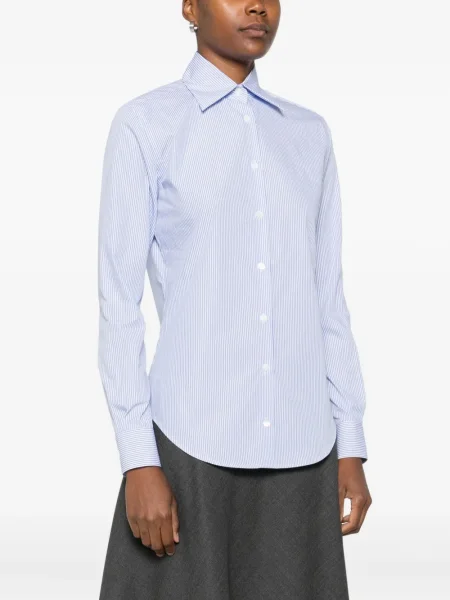 Długa koszula Mazzarelli w paski niebieska