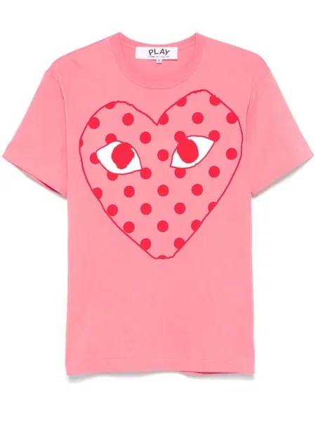Tricou Comme Des Garcons Play cu imagine cu motiv cu inimi roz