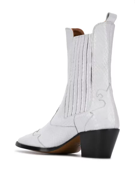 Botine Paris Texas cowboy alb