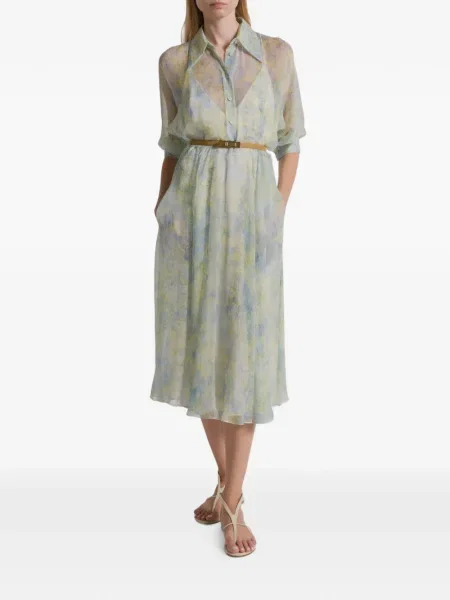 Rochie Alberta Ferretti cu model floral de costum albastru