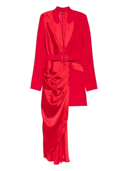 Rochie mini Silk Love & Lace de mătase drapată de costum roșu