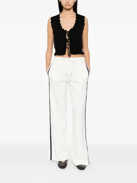 Pantaloni Twinset cu dungi alergare alb