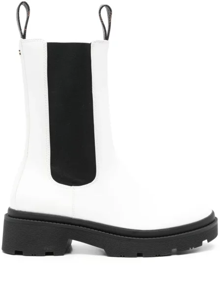 Botine chelsea Guess din piele cu autograf alb