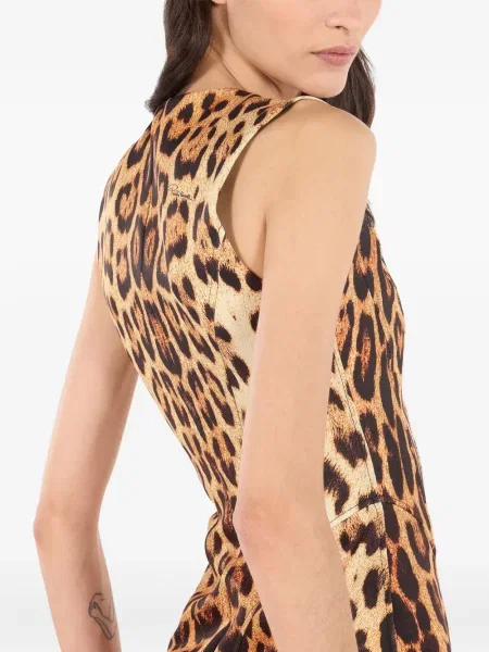 Rochie Roberto Cavalli cu imagine cu model leopard maro