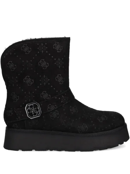 Cizme scurte Guess din piele de căprioară negru