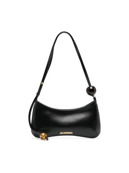 Torebka skórzana Jacquemus z perełkami czarna