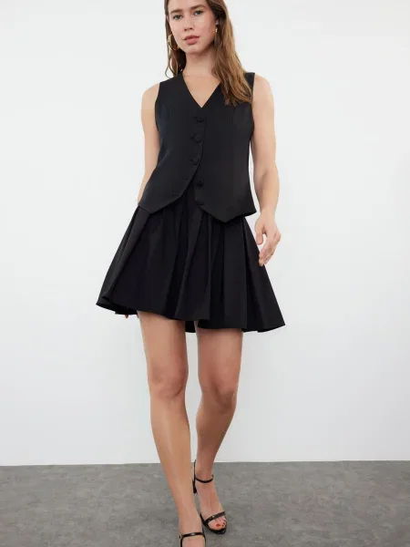 Fusta plisata Trendyol plisată negru