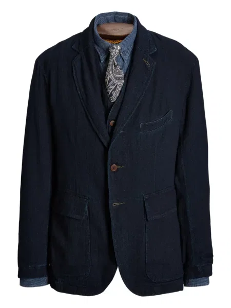 Blejzer Ralph Lauren Rrl s herringbone uzorkom plava