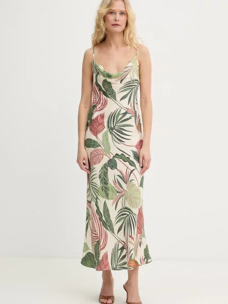 Guess sukienka bieliźniana z wiskozą AKILINA zielona