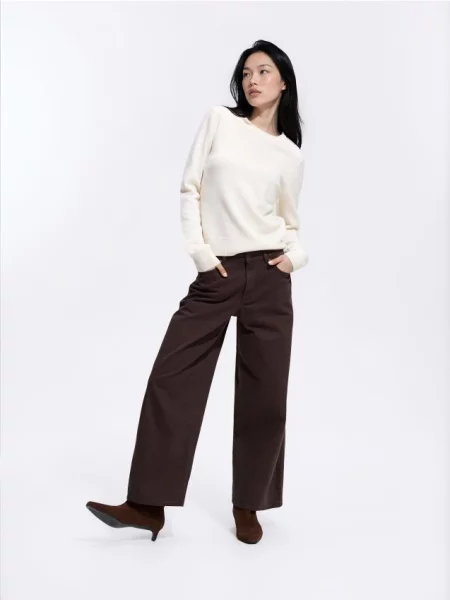 Reserved Blugi wide leg cu picior mai scurt dark grey jeans gri