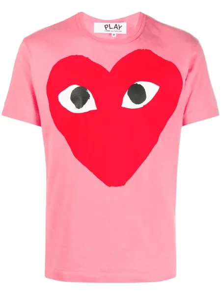 Tricou Comme Des Garcons Play cu imagine cu decolteu rotund cu motiv cu inimi roz