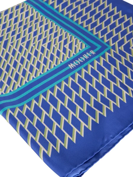Fular Moorer cu imagine cu imprimeu geometric albastru